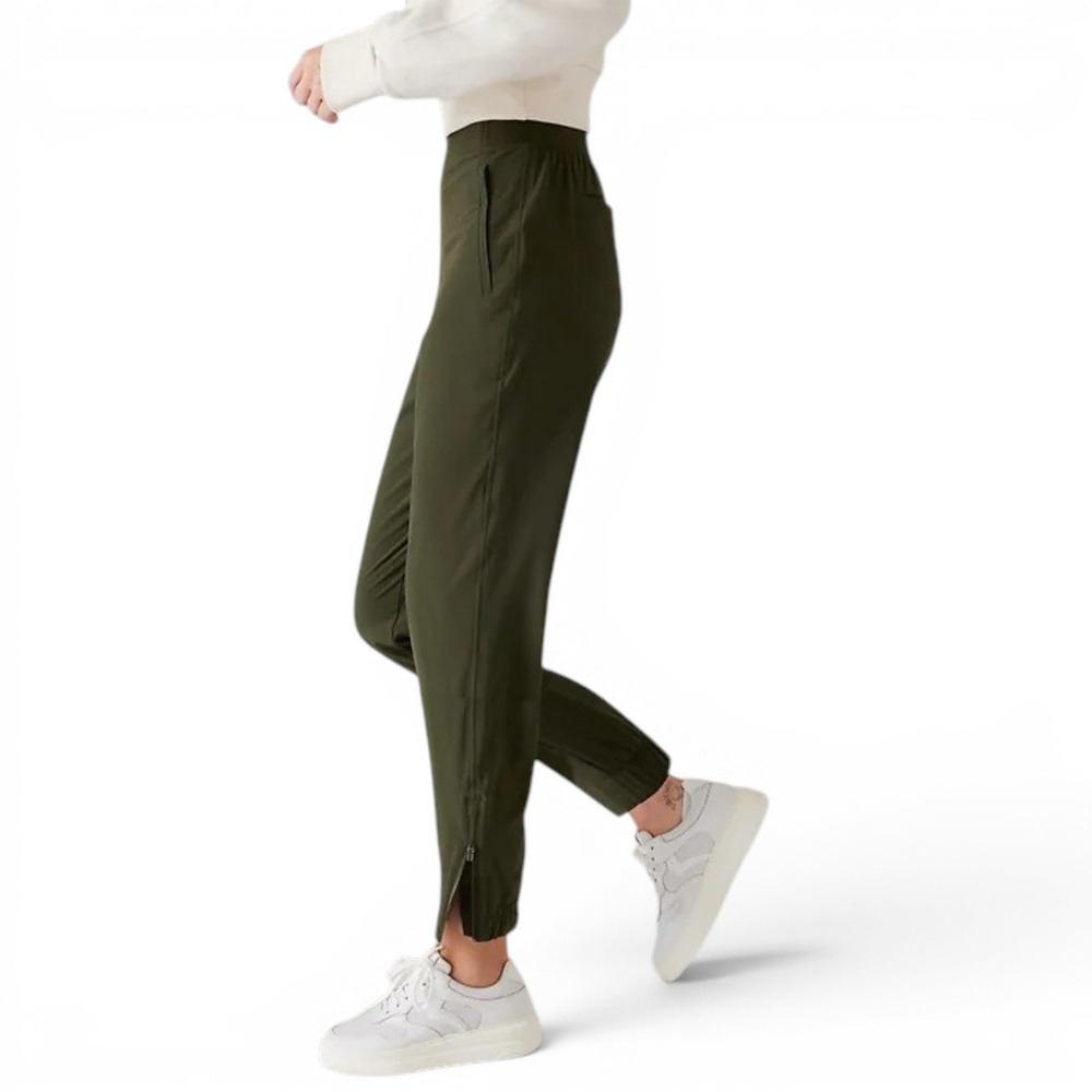 Athleta Brooklyn Heights High Rise Jogger Womens 10 Aspen Olive Lightweight NEW